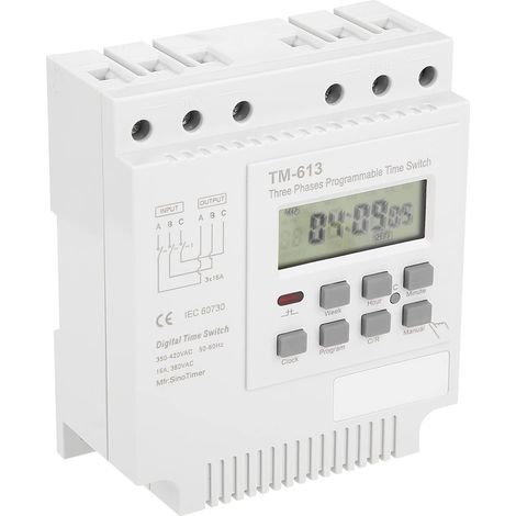 Horloge Triphasé, TM-163 Minuterie Triphasé Trois Phases 380V Intelligent numérique hebdomadaire Programmable commutateur de minuterie de Puissance (1/5)