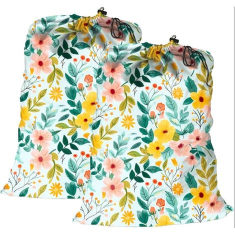 Sacs à linge toile de coton, 45 x 65 cm, sacs de rangement pour jouets, vêtements sales, cordon de serrage (1/5)