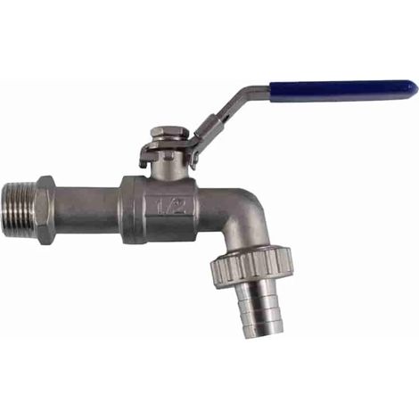 Valvola di scarico a sfera in acciaio inox con leva 1/2"