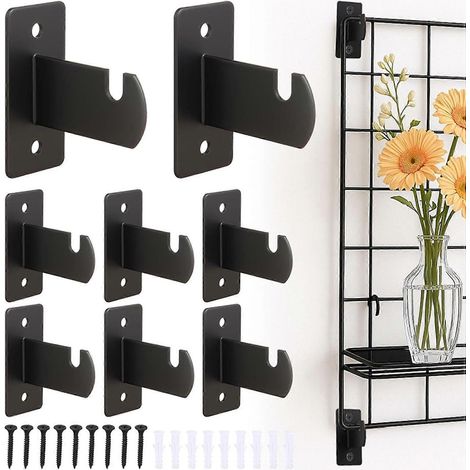 12 supports de fixation murale en maille, crochets d'affichage pour panneaux muraux en maille métallique, avec vis, crochets en maille peu encombrants. (1/5)
