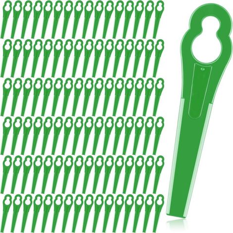 Lot de 100 lames de rechange en plastique (nylon) pour coupe-bordures, compatibles avec les modèles 2-2, 3-2, FSA 45, 57 et FSE 52 (vert) (1/5)