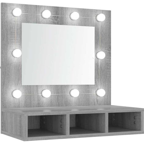 Armoire à miroir avec LED Sonoma gris 60x31,5x62 cm (1/5)