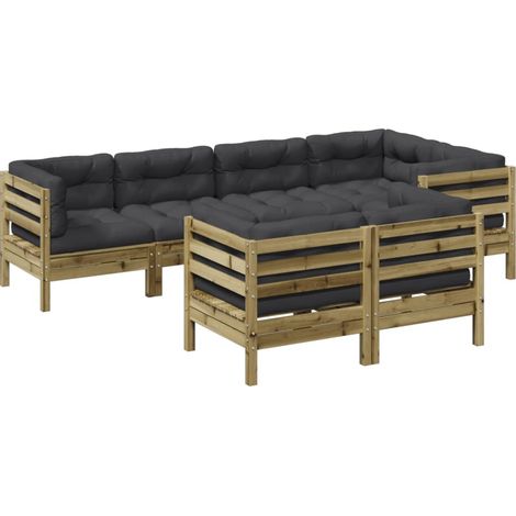 vidaXL Set Divani da Giardino 7pz con Cuscini Legno Impregnato di Pino (1/5)
