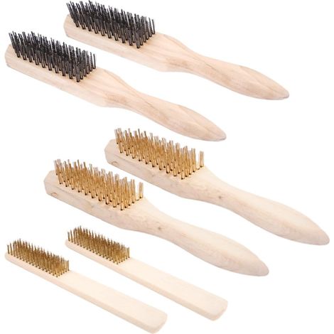 Brosses Metallique a Main 4 Grandes et 2 Petites,Brosse en Acier Inoxydable (1/5)