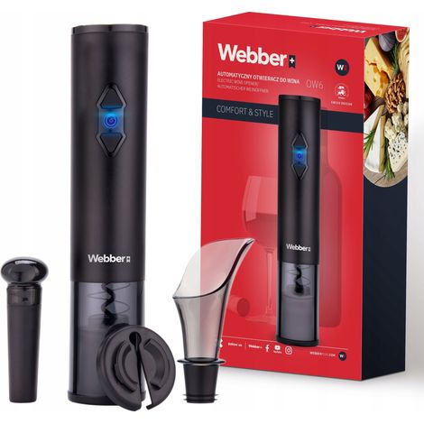 Abridor de vino automático eléctrico Webber OW6 4 en 1 con USB y juego de corchos. (1/5)