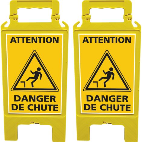Lot de 2 chevalets de signalisation, attention danger de chute - Chevalet jaune (1/5)