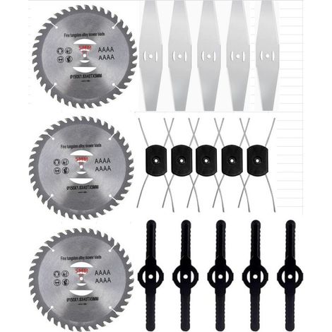 18-teiliges Set: Sägeblätter aus Aluminiumlegierung, Diamanttrennscheiben, Doppelschneidköpfe und Kunststoffblätter für Lithium-Freischneider (1/5)
