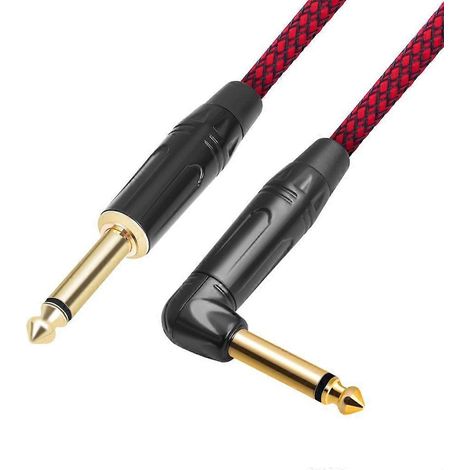 Câble de guitare 6,35 mm droit avec embout coudé pour un son clair et net.