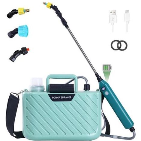 5L Pulvérisateur à Pression AutoPump, Pulvérisateur Électrique des Plantes avec 3 Buses Réglables, Lance Télescopique Rechargeable avec Niveau de Batterie Visible, USB Rechargeable (Vert) (1/5)