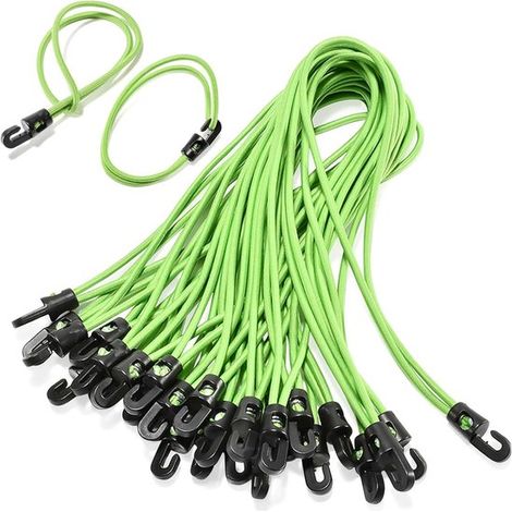 Correas elásticas con ganchos de 25 cm，tensor de lona de 4 mm de grosor，25 unidades de banda elástica verde con gancho (1/5)