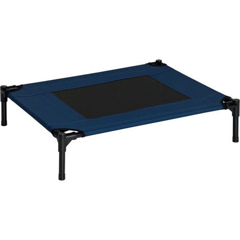 Cama elevada para perros y mascotas 76 x 61 x 18 cm acero y tejido Oxford azul (1/5)