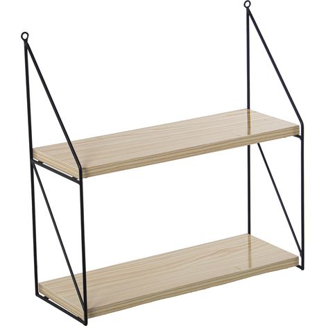 Étagère Murale en Bois et métal en Naturel et Noir 42 x 15 x 43 cm
