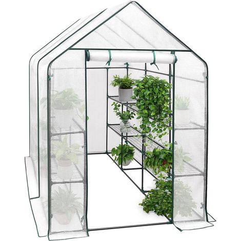 WOLTU Foliengewächshaus Treibhaus Gartenhaus 143x215x195 cm weiß (1/5)