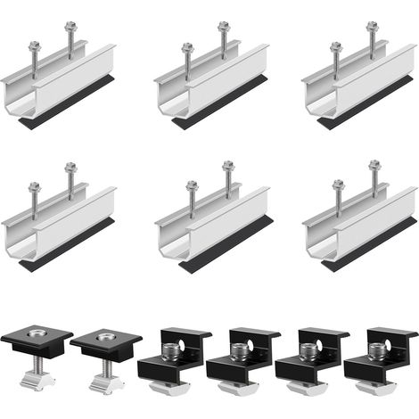 Montagesatz für Solarmodule, Solarmodulschiene, verstellbare 30-35 mm Solarmodul-Montagehalterung, Photovoltaik-Solarset für 2 Module, mit Muttern und Schrauben (1/5)