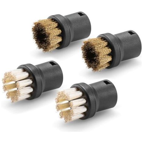 QORVA-Compatible avec le set de brosses rondes haute usure Kärcher, 4 têtes de brosse pour éliminer les saletés tenaces, cuisine, maison : 2 brosses en laiton et 2 brosses abrasives, accessoires pour  (1/4)