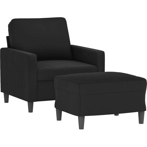 Fauteuil avec repose-pied Noir 60 cm Velours vidaXL (1/5)