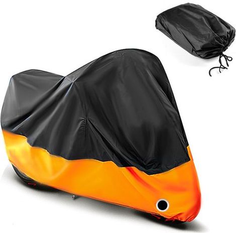 Funda para motocicleta, impermeable para exteriores, universal para motocicletas y scooters, 265 x 105 x 125 cm, XXXL, negra, naranja