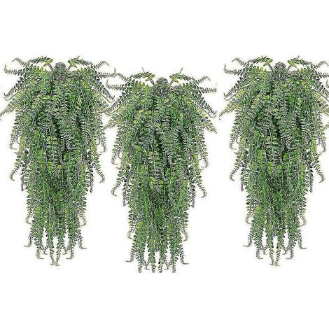 Lot de 3 fougères artificielles suspendues - Décoration murale réaliste en forme de vigne verte pour la maison, le jardin ou le bureau (1/5)