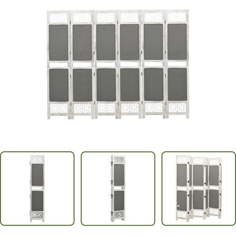 Paravent - 6-tlg. Raumteiler Grau 210x165 cm Stoff (1/5)