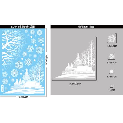 Autocollants de Noël pour fenêtres, autocollants blancs de Noël, autocollants sapin de Noël, autocollants rennes de Noël, décorations de Noël pour fenêtres, autocollants statiques pour vitres - BQ444