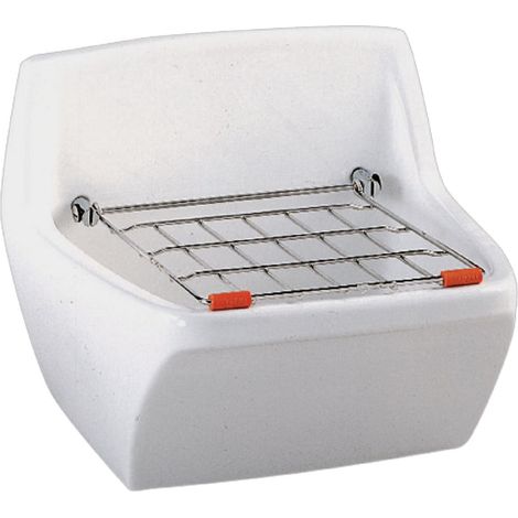 Ensembla deversoir mural GEBERIT PUBLICA 45x34 blanco con Bono a ecoulaementoo libre, grilla inox et jeu de fixations ref. 4750000000 (1/3)