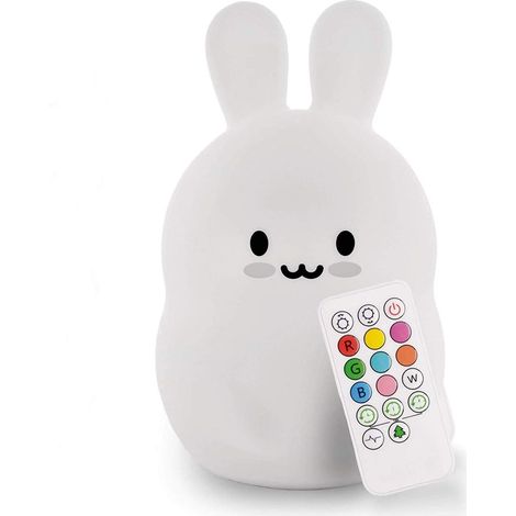 Veilleuse Lapin Souriant - DIRIGÉLampe de chevet en silicone, commande tactile et télécommande (1/5)