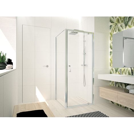Porte de douche Ocean G (Ext. 84-90 cm) avec verre transparent et profilés silver - NOVELLINI DIFFUSION FRANCE