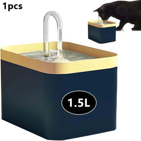 Fuente de agua para gatos con función de filtrado automático, bebedero eléctrico silencioso para gatos USB, fuente de agua filtrada con circulación de 1,5 L, ajuste del flujo de agua en 3 niveles (1/4)