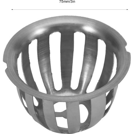 Rejilla de desagüe redonda antiobstrucción, 2 piezas de acero inoxidable, 75 mm para jardín/balcón. (1/5)