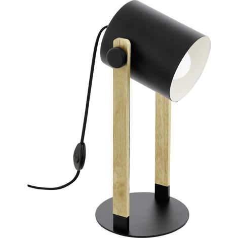 Eglo Tischleuchte Hornwood schwarz natur 42 x 21 x 18 cm E27 Lampen