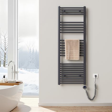 Heilmetz Radiador toallero eléctrico 600 W, 140 × 50 cm, Antracita, WiFi, control por App y voz (1/5)