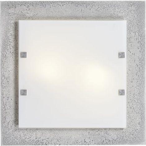 LUMICOM BETON Plafoniera, 2XE27, max 42W, finitura cemento, vetro, 40x40cm (1/6)
