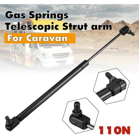 Lot de 1 vérin à gaz 110N course 410mm noir pour capot de caravane, barre de maintien renforcée, amortisseur de rechange (1/4)