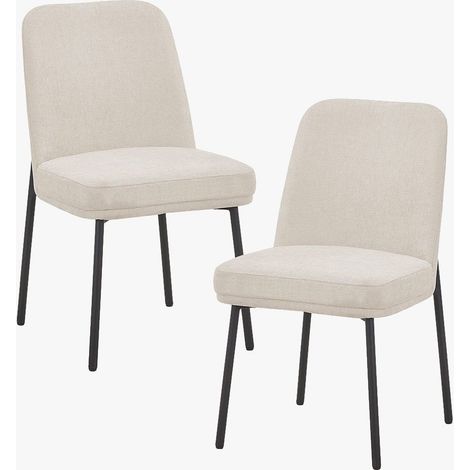 KAYNA Lot de 2 chaises en tissu beige pieds en métal noir (1/5)