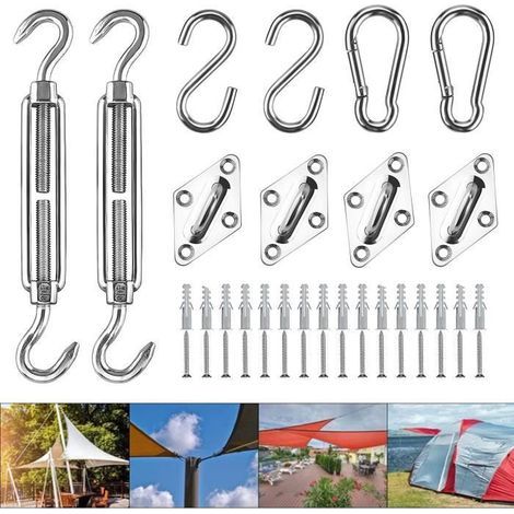 Shade Sail Mounting Kit, Stainless Steel - Set for Triangular and Rectangular Shade Sails.