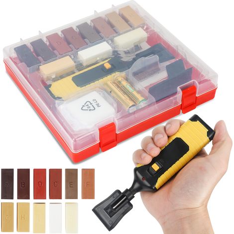 SWANEW Holz Reparatur Set 17-teilig 11 versch. Farbtöne Wachs Reparatur Set für Holz Oberflächen aller Art und Fliesen Kacheln, Laminat Parkett Reparaturset (1/5)