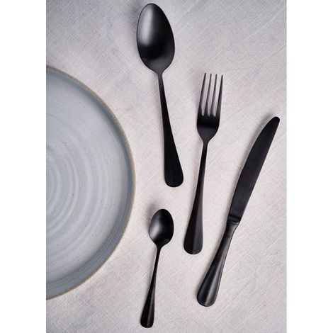 Cubiertos - COSY & TRENDY - Eva 24 piezas - Negro mate - Acero inoxidable - Moderno (1/4)