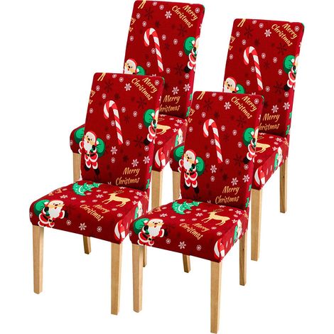 Housses de chaises pour Noël - Housses extensibles pour salle à manger, salon, cuisine  Housses de chaise décoratives pour la maison, pour la famille et les amis