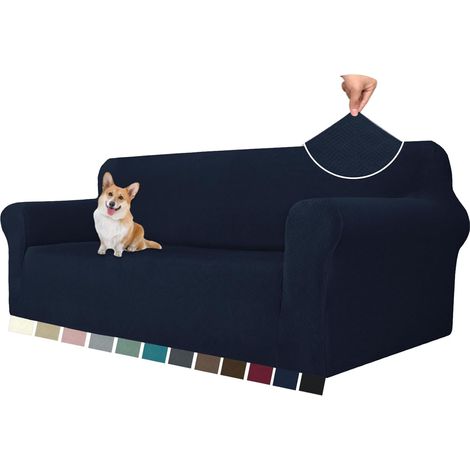 1 Housse Canapé Extensible 3 Places, Tissu Polyester Spandex Antidérapant, Protection Griffures Animaux, Salon (1/5)
