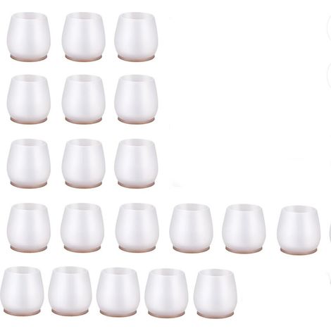20PCS Chair Leg Protectors Caps Protector Covers Transparent Round Anti-noise XS Fit