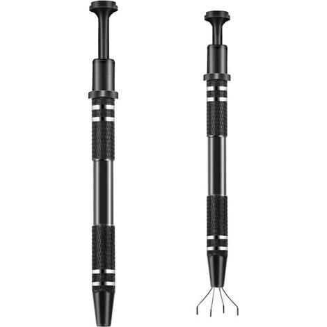 Lot de 2 pinces de préhension 4 griffes, outil ramasse petits objets, acier inoxydable pour bijoux et composants (1/5)