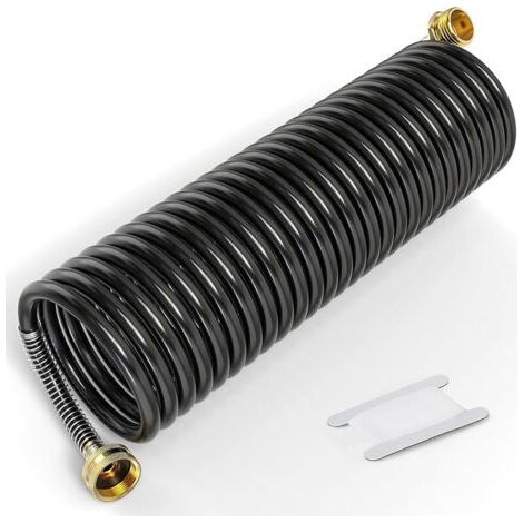 Pair 7.5m PU Recoil Garden Water Hose With 3/4\" GHT Brass Fittings Retractable, Swivel Female For Boating, Pool & Spa, RV, Home And Garden (1/5)
