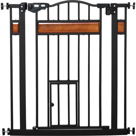 Barrière pour chien à pression, extensible de 74 à 80 cm avec fermeture automatique, noire fabriqué avec des matériaux écologiques et durables, respectueux de l'environnement, offrant un rapport qu...