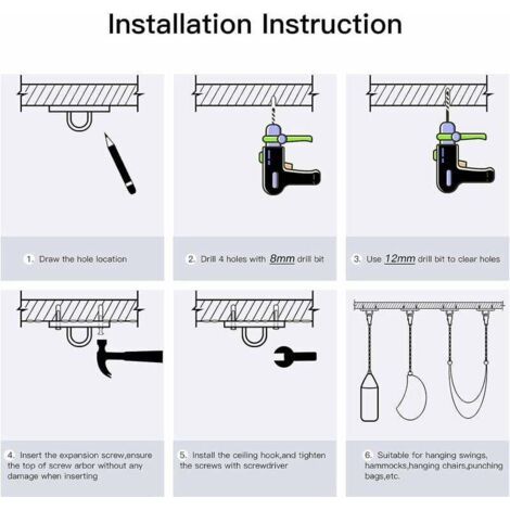 Crochet pivotant pour lit hamac Plaque de fixation en acier inoxydable (1/4)