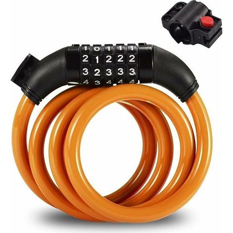 Combination Bike Lock, Spiral Security Cable, Anti-Theft Cable, Anti-Theft Scooter Cable, 5-Digit Combination Bike Lock, 1.2M, for Electric Bikes, Skateboards, Strollers, Lawn Mowers ( (1/5)