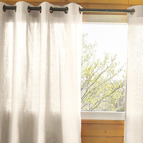 SOPHIE - Rideau 140x260cm Coton Coloris Grège oeillets Inox (1/2)