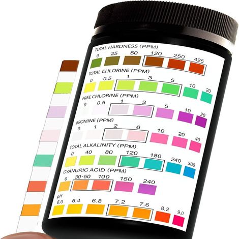 100 bandelettes de test, 7 en 1 pour piscine, spa et eau potable, mesure pH chlore brome dureté alcalinité stabilisant (1/5)