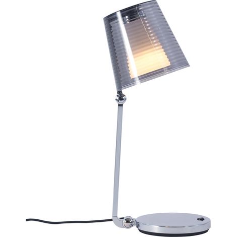 Leds-C4 GROK - Lampada da tavolo regolabile a 1 luce cromata con paralume fumè, E14 (1/5)