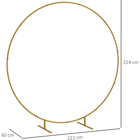 Arche de jardin en acier, arche ronde pour ballons et plantes grimpantes (pour cérémonies, anniversaires et événements), 222 x 60 x 224 cm, dorée (1/5)