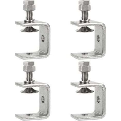 Pair Lot de 4 colliers de serrage robustes en acier inoxydable, colliers de serrage carrés en acier, colliers de serrage en C de 0 à 25 mm, colliers de serrage fixes pour menuiserie, soudage, ébéniste